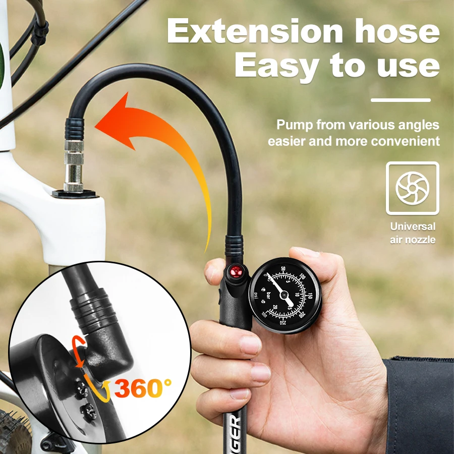 게이지가있는 X-TIGER 300psi 자전거 공기 펌 - Shock Pump Suspension 리뷰 및 가격